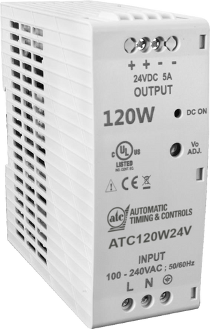 ATCPWR 120W Power Supplies, 24v power supplies, industrial power supplies, din rail power supplies