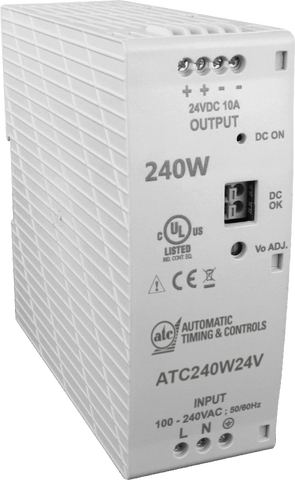 ATCPWR 240W Power Supplies, 24v power supplies, industrial power supplies, din rail power supplies