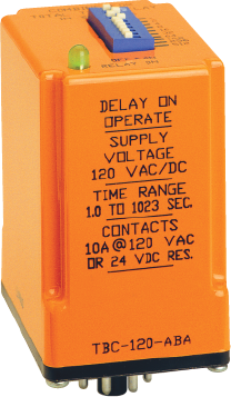 TBC, on-delay dip switch time delay relay, single shot timer, on-delay interval timer, dip switch selectable socket mount