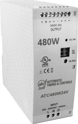 ATCPWR 480W Power Supplies, 24v power supplies, industrial power supplies, din rail power supplies