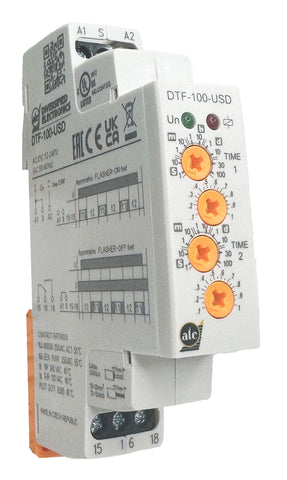 DTF100USD DIN Rail Mount Asymmetric Flasher Relay / Repeat Cycle Timer