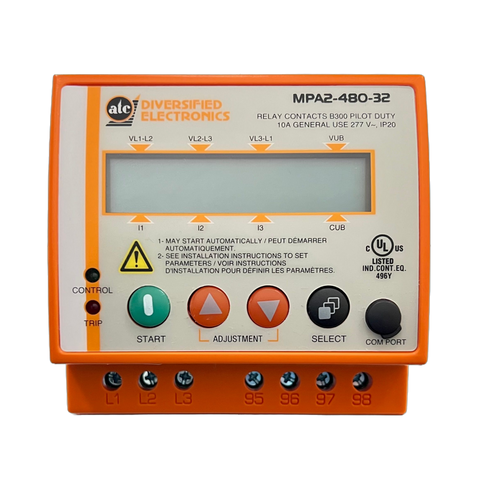 MPA2-480-32_FRONT_Motor Protection Relay_3 phase motor protector_motor protection analyzer